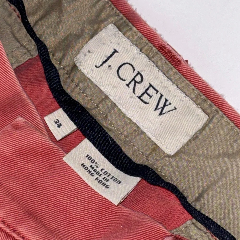 J Crew Chino Shorts Mens 34 Fits 32 Salmon Pink Button Fly Cotton Preppy